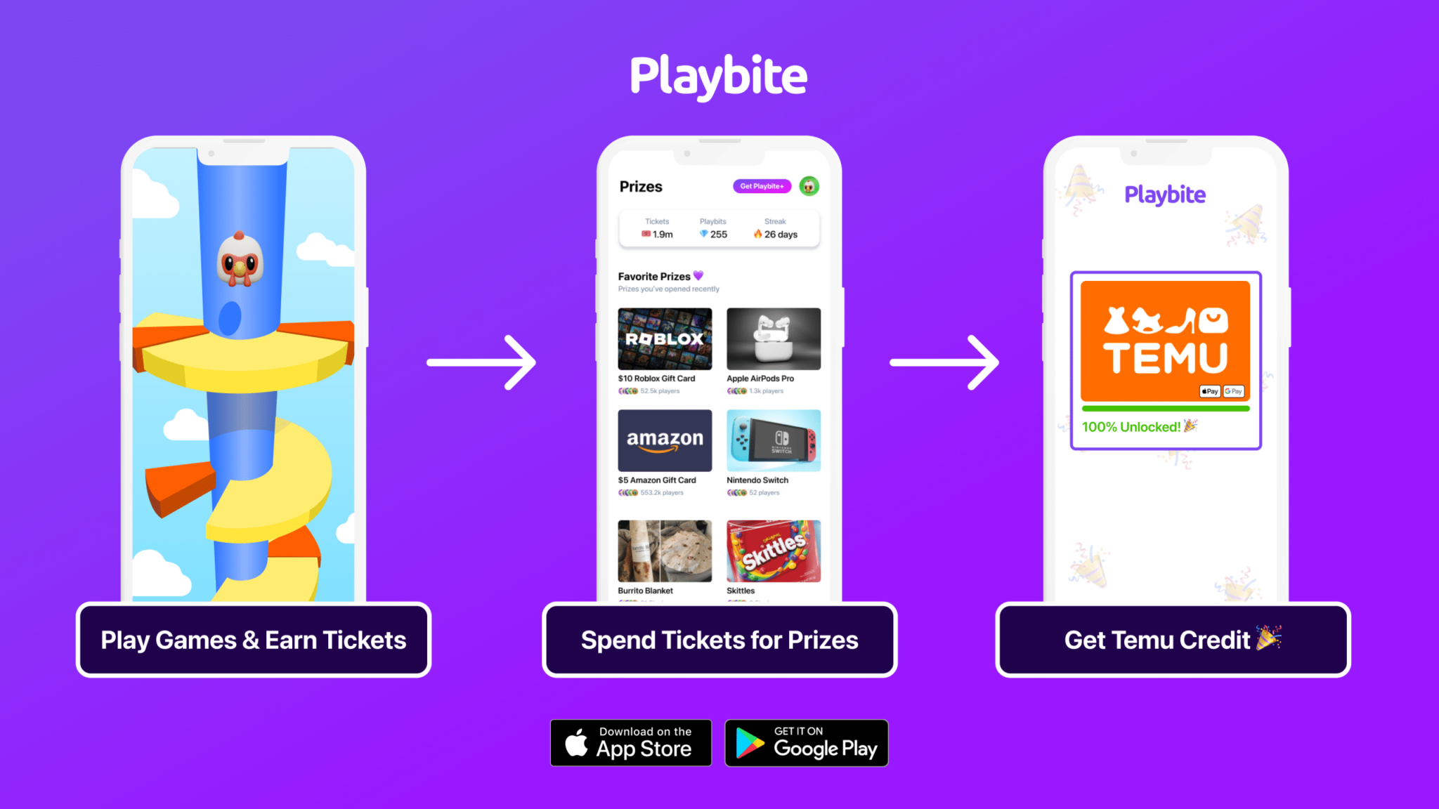 Win Temu gift cards by playing games on Playbite!
