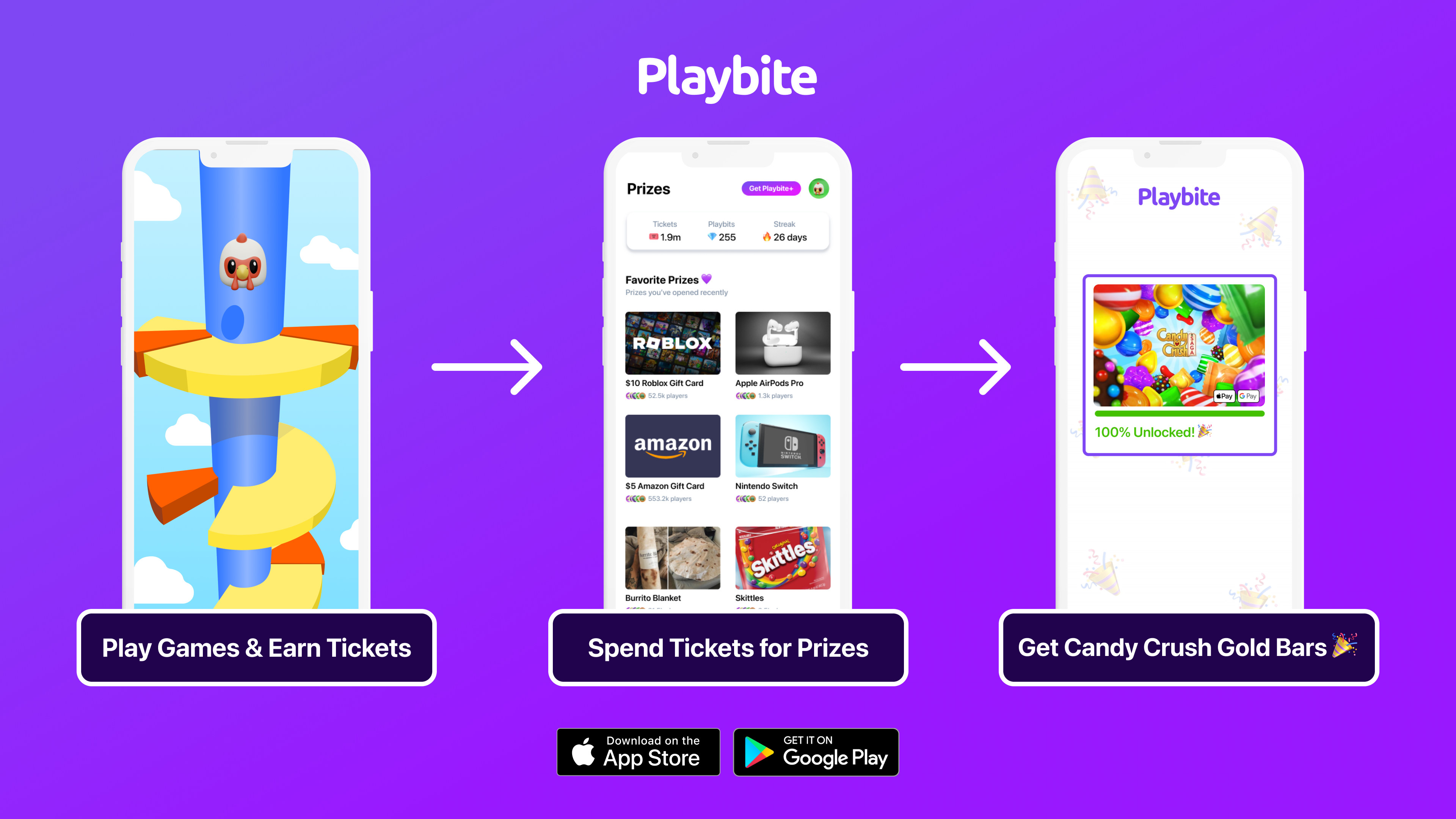 Win Candy Crush Gold Bars by playing games on Playbite